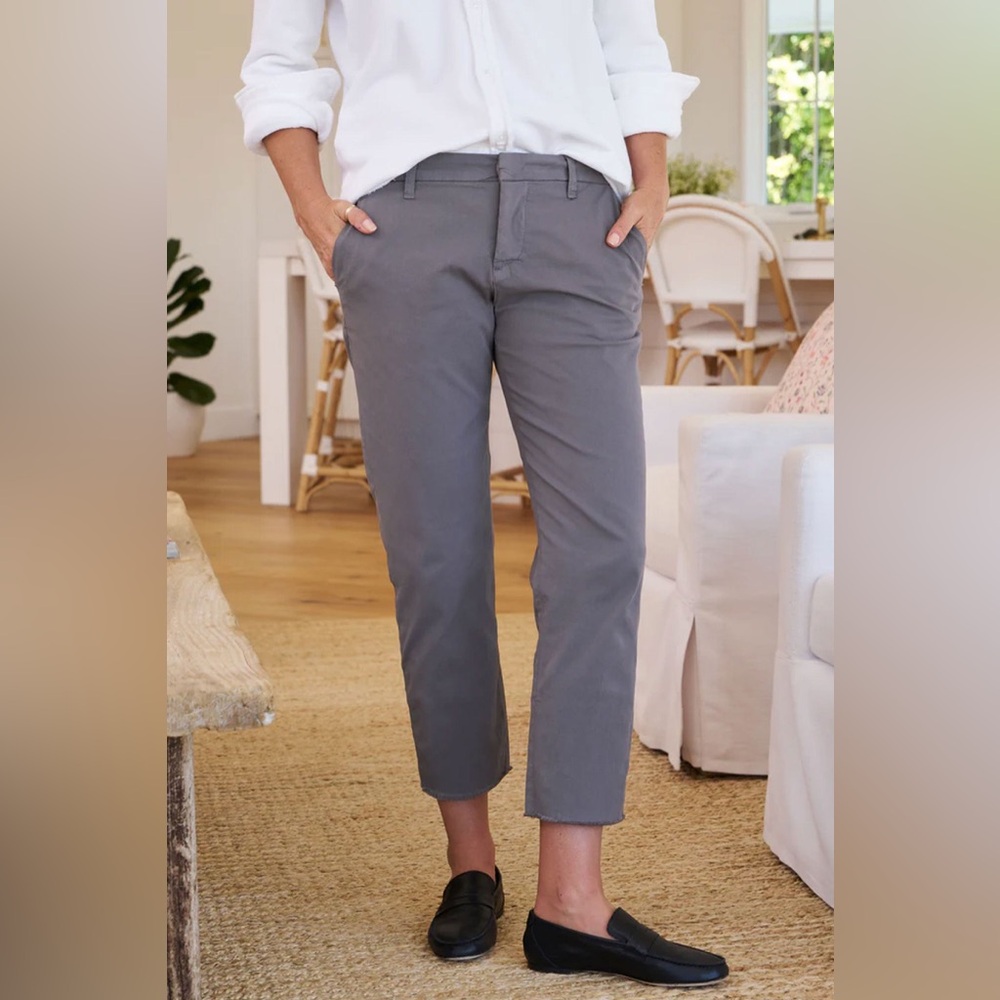 Frank & Eileen Gray Cropped Straight-Leg Pants